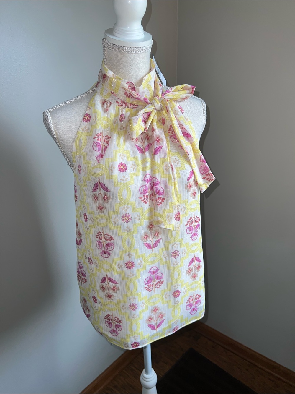 Ann Taylor Floral Tie-Neck Halter Top